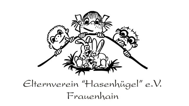 Logo des Elternvereins „Hasenhügel“ mit bunten Hasen.