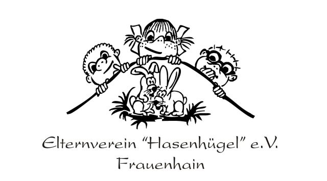 Logo des Elternvereins „Hasenhügel“ mit bunten Hasen.