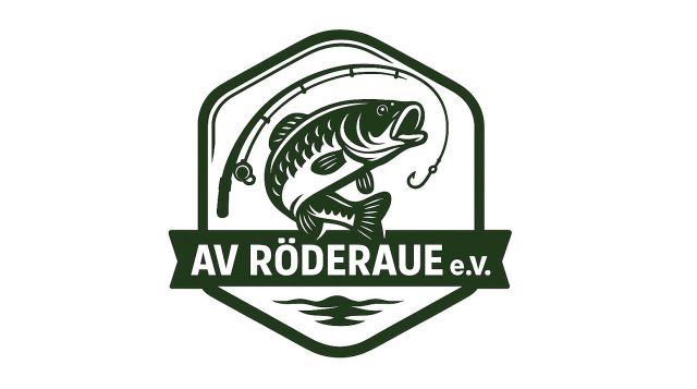 Logo AV Röderau mit Fisch und Angel.